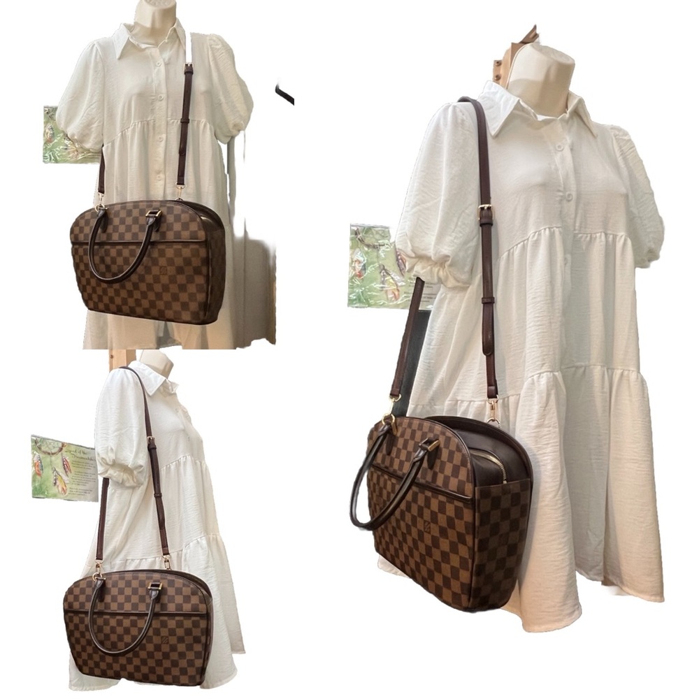 LOUIS VUITTON Bag Damier ebene Handbag Tote Saria Horizontal Brown